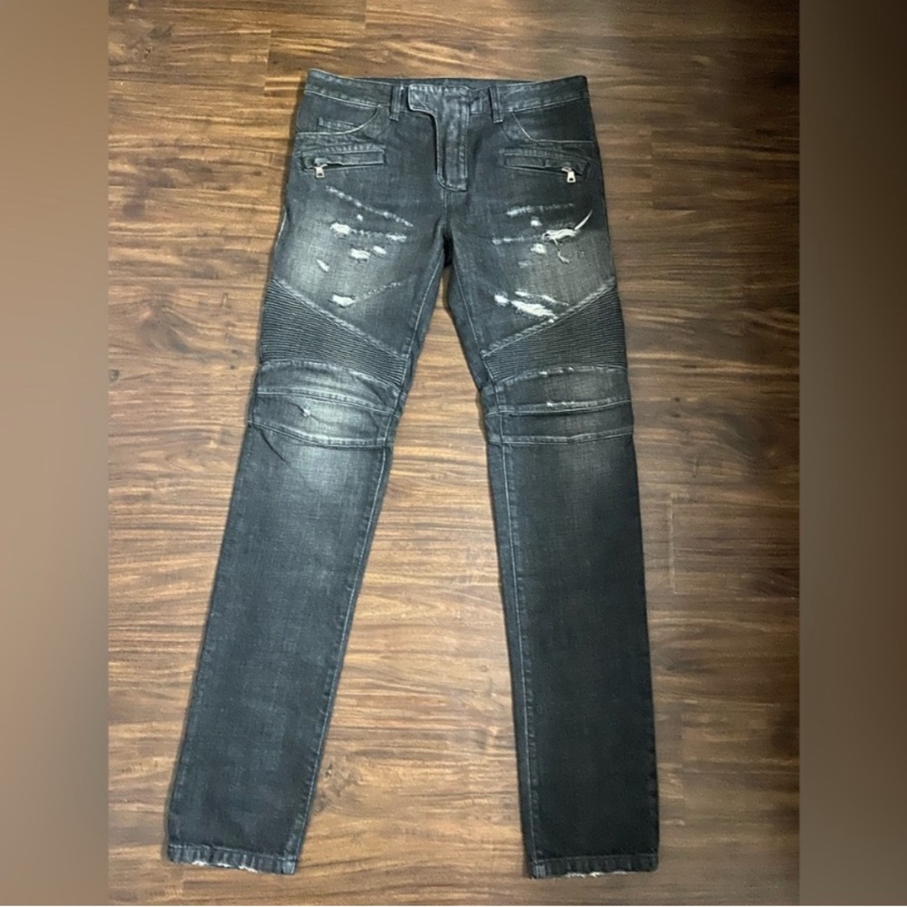 Pierre Balmain Men's Distressed Black Jeans